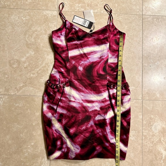 NWT BCBGMaxAzria Boysenberry Satin Mini Dress with Spaghetti Straps, Size 2 - Picture 7 of 7
